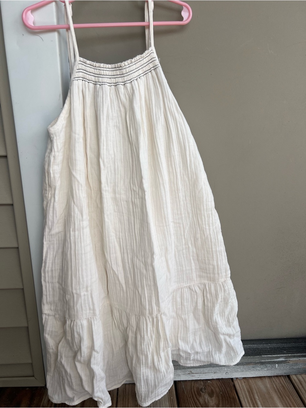 Old Navy Cream Tiered Maxi Dress-Skirt with Smocked Yoke